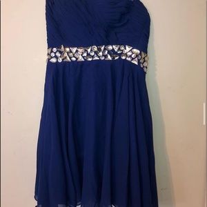 strapless blue homecoming dress
